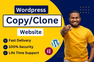 clone or duplicate website into wordpress by elementor for you