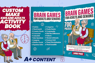 custom adult activity puzzles book kids coloring worksheets book cover interior