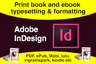 do indesign book setting, typesetting and layout for ebook, print