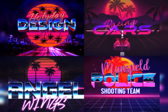 make 80s logo of 3d text designs with vintage effects