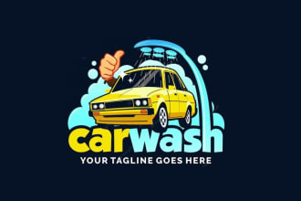 create auto detailing, luxury car wash and beautiful automotive logo