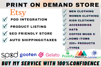 setup etsy print on demand store using printful and printify