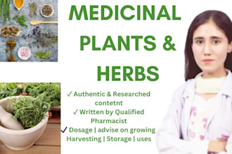 write about medicinal plants and herbs as a pharmacist