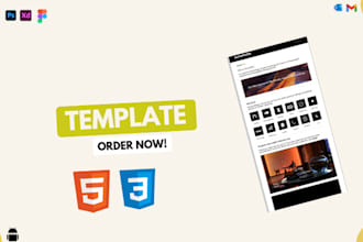 convert PSD, PDF, png, figma to responsive HTML email