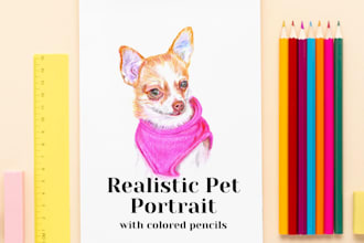 draw a realistic pet portrait using colored pencils