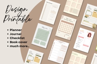 design journal, tracker, book cover, any planner and checklists