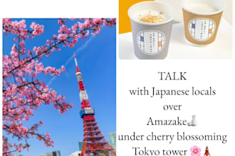 local talks over amazake under cherry blossoming tokyo