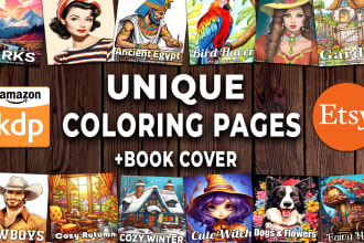 create unique coloring pages for amazon KDP and etsy