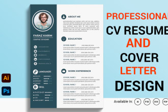 make professional resume, infographic cv, cover letter template design