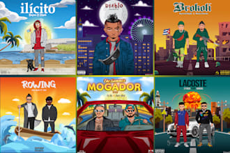 design a cartoon album cover art spotify music song artwork