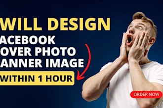design facebook cover photo banner image within 1 hour