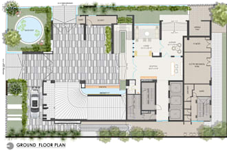 draw color render your 2d floor plan, site and master plan