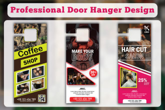 do door hanger, dl flyer, rack card, postcard and signage design