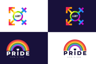 create or redesign a perfect feminine pride logo for lgbtq, in rainbow theme