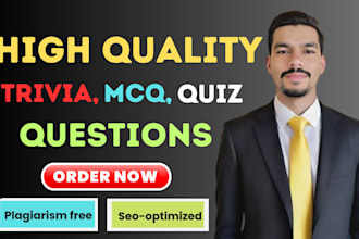 write well research 5000 trivia, mcq, question, quiz on any topic