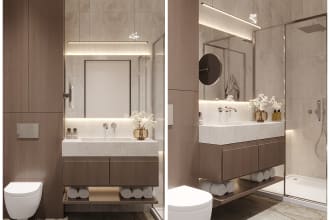 create bathroom interior design and 3d renders