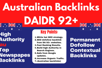increase australia SEO rankings from top au da92 newspapers australian backlinks