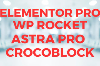 install elementor pro, wp rocket, crocoblock, astra pro