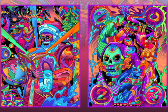 make amazing psychedelic illustration for music album cover