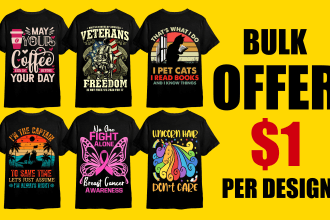 do unique and creative bulk graphic t shirt design for your business
