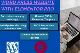create design, redesign premium business wordpress website with elementor pro