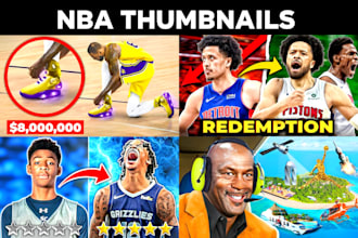 design sports youtube thumbnails for nba or basketball