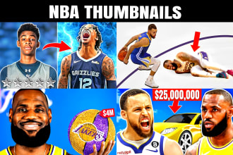 design sports youtube thumbnails for nfl, nba or basketball