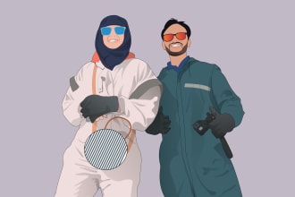 draw faceless, minimalist couple cartoon portrait