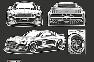draw your car or vehicle into fantastic vector line art