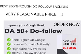 create domain authority 50 plus do follow back links