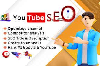 be youtube video SEO, channel growth manager, competitor analysis