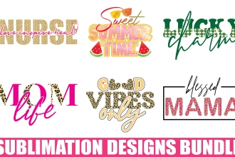 provide retro sublimation svg,png,eps,ai,dxf design bundle for etsy and others
