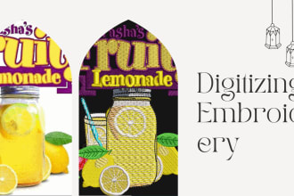 do embroidery digitizing image into dst,pes,emb in 2 hour