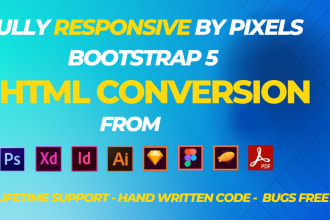figma to HTML , PSD to HTML , xd sketch to HTML responsive bootstap 5