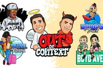 draw cartoon portrait, caricature, mascot logo or character