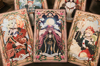 draw anime board game and tarot card illustrations