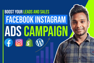 setup shopify facebook and instagram ads campaign, run fb ads for lead and sales