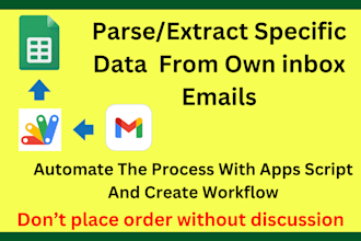 parse own inbox emails data in google sheet, gmail, api