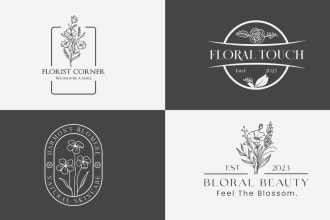 design minimal  botanical boho hand drawn and feminine logo