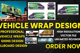 design a custom vehicle wrap, car wrap, van wrap