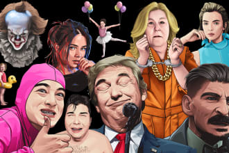 design a custom cartoon youtube thumbnail illustration