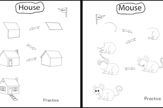 create how to draw step by step learning pages for  KDP, etsy and others
