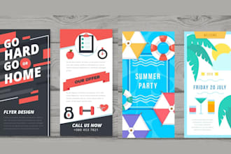 design door hanger invitation, post, rack cards design in 2 hours