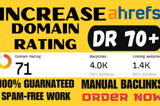increase ahrefs domain rating DR 70 plus