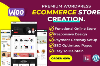 create responsive ecommerce website with woocommerce and elementor in wordpress