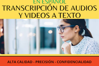 audio and video to text transcription, in spanish