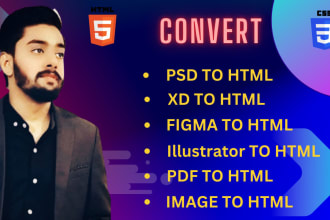 convert psd, figma, sketch and image to html css