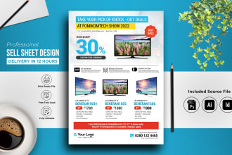 design amazing sell sheet, one sheet, one pager and marketing flyer in 24hrs