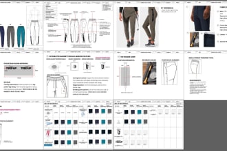 do fashion design flat sketch tech pack for clothing brand