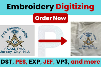 do professional embroidery digitizing to dst pes exp in 1hr